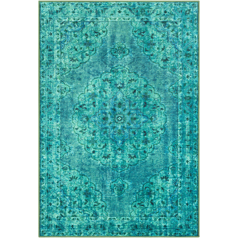 Bungalow Rose Ryhill Floral Emerald/Dark Green Area Rug & Reviews Wayfair